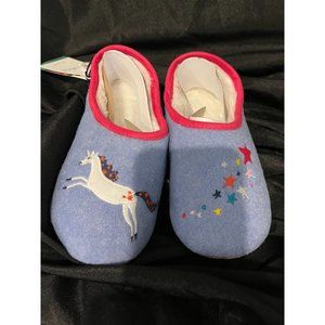 GIRL'S UNICORN SLIPPERS SIZE 2-3 JOULES KIDS BLUE UNICORN & STARS
